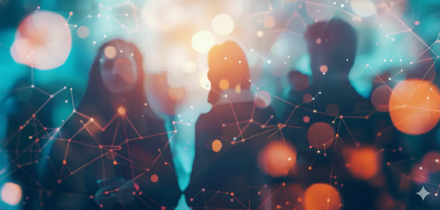 Abstract image representing the creation of new, complex connections and ideas through AI.